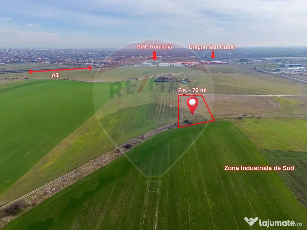 Teren intravilan 10.000 mp în Zona Industrială Sud Arad 