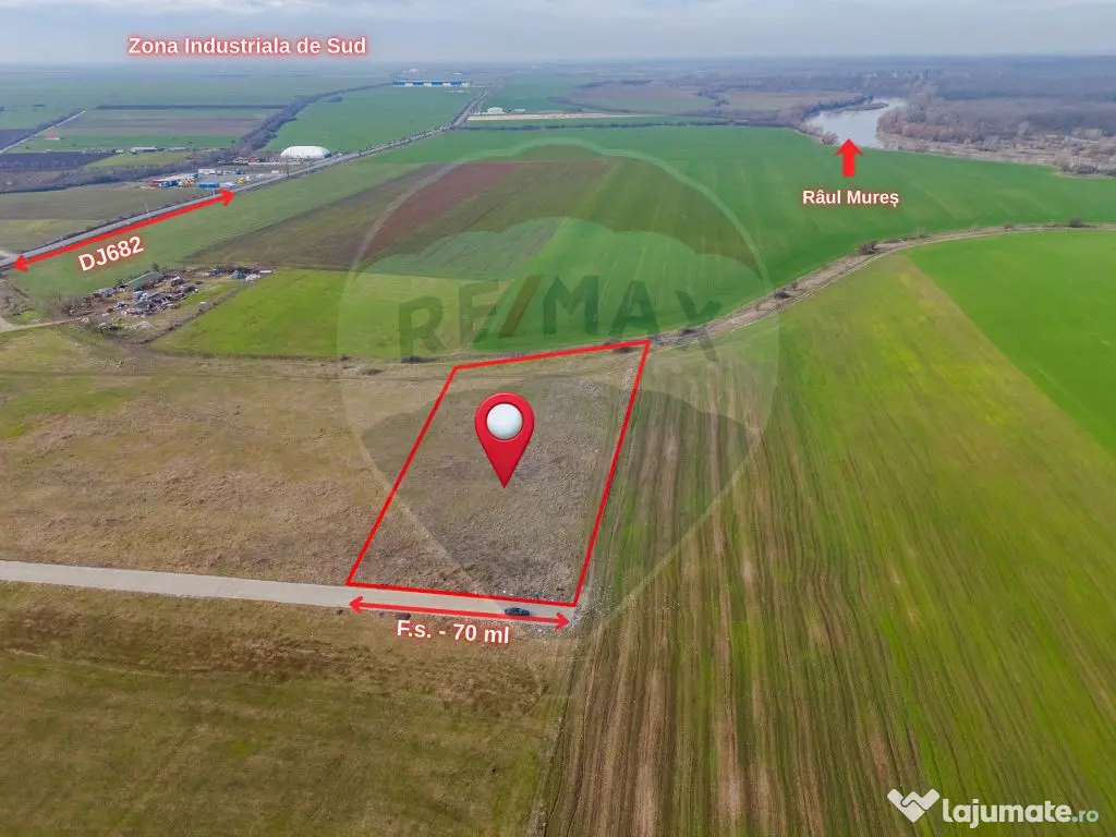 Teren intravilan 10.000 mp în Zona Industrială Sud Arad 