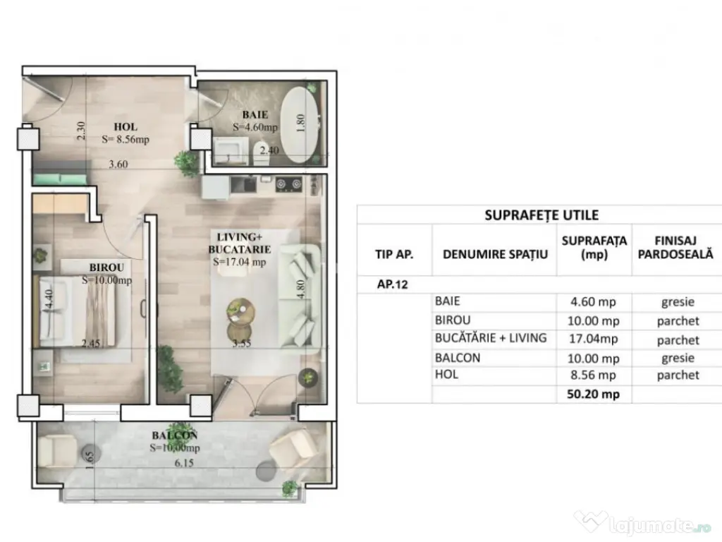 APARTAMENT CU 2 CAMERE, ETAJ 1, 50 MP IASI, TVA INCLUS IN PR 