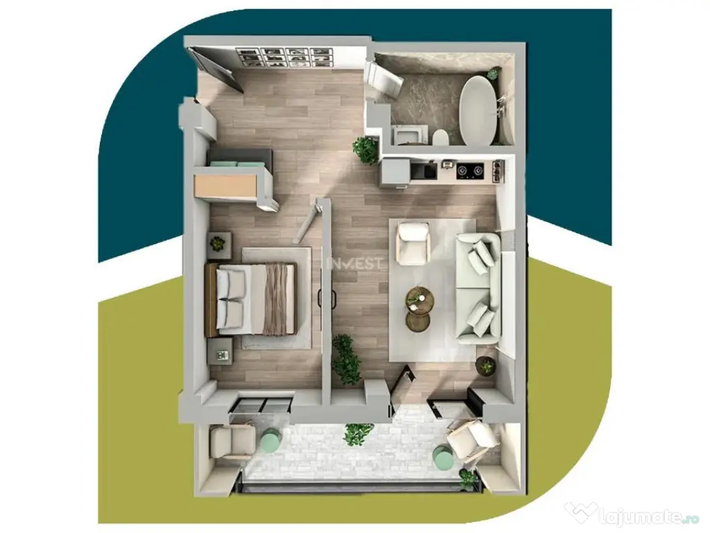 APARTAMENT CU 2 CAMERE, ETAJ 1, 50 MP IASI, TVA INCLUS IN PR 