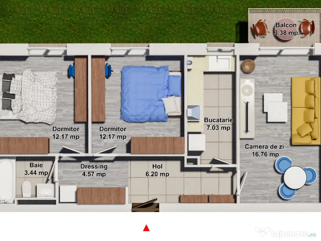 Cosmopolis Apartament 2 dormitoare decomandat cu bucătărie închisă 