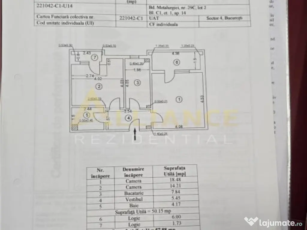 Metalurgiei Ap 2 cam 58 mp mobilat cu parcare Et 1 