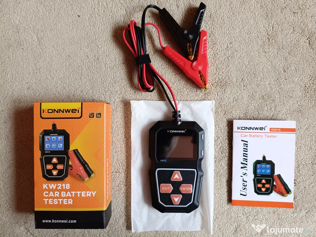 Analizor Baterie Auto KONNWEI KW218 - 6/12V, 100-2000CCA, 2-220Ah - NOU, SIGILAT 