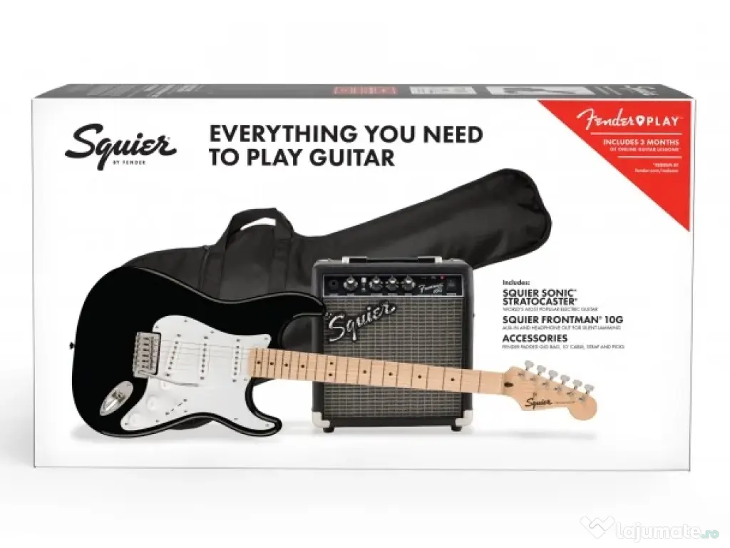 Set Complet Chitara FENDER Squier Sonic Stratocaster Pack + Amplificator - NOU