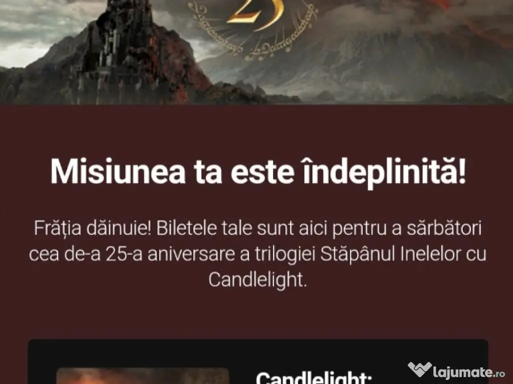 Bilet la Candle Light: Stăpânul Inelelor / Lord of The Rings 