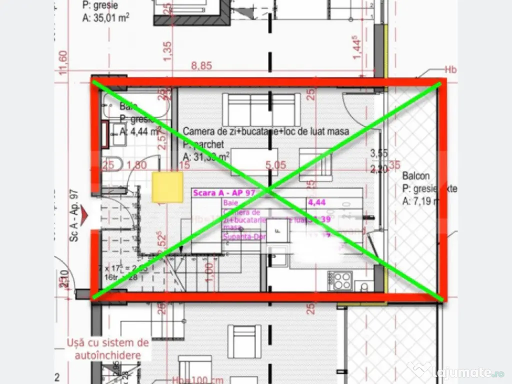 Ap 2 cam 58mp, tip Penthouse pe 2 niveluri, 2 Terase 16mp. 