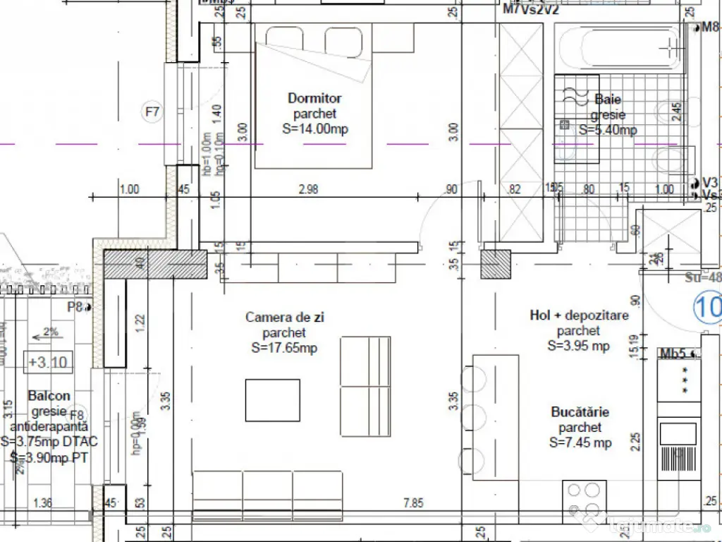 Apartament 42 mp, et 2, încălzire pardoseala, lift, parcar 