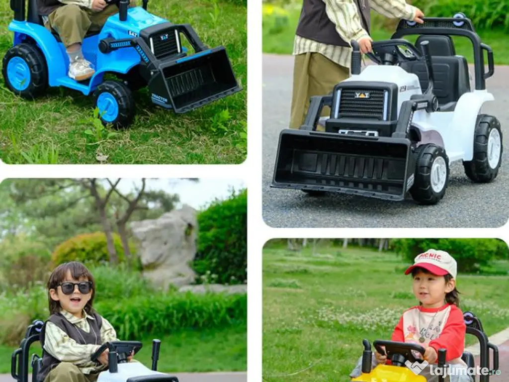 Excavator electric Kinderauto BJYT1066 60W 6V cu telecomanda White 