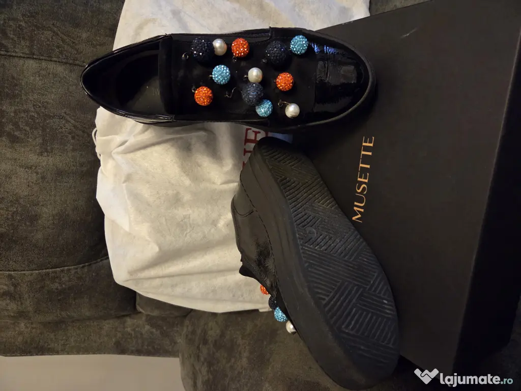 Pantofi MUSETTE Loafer Negri Piele Naturala Eleganti Stare Impecabil 