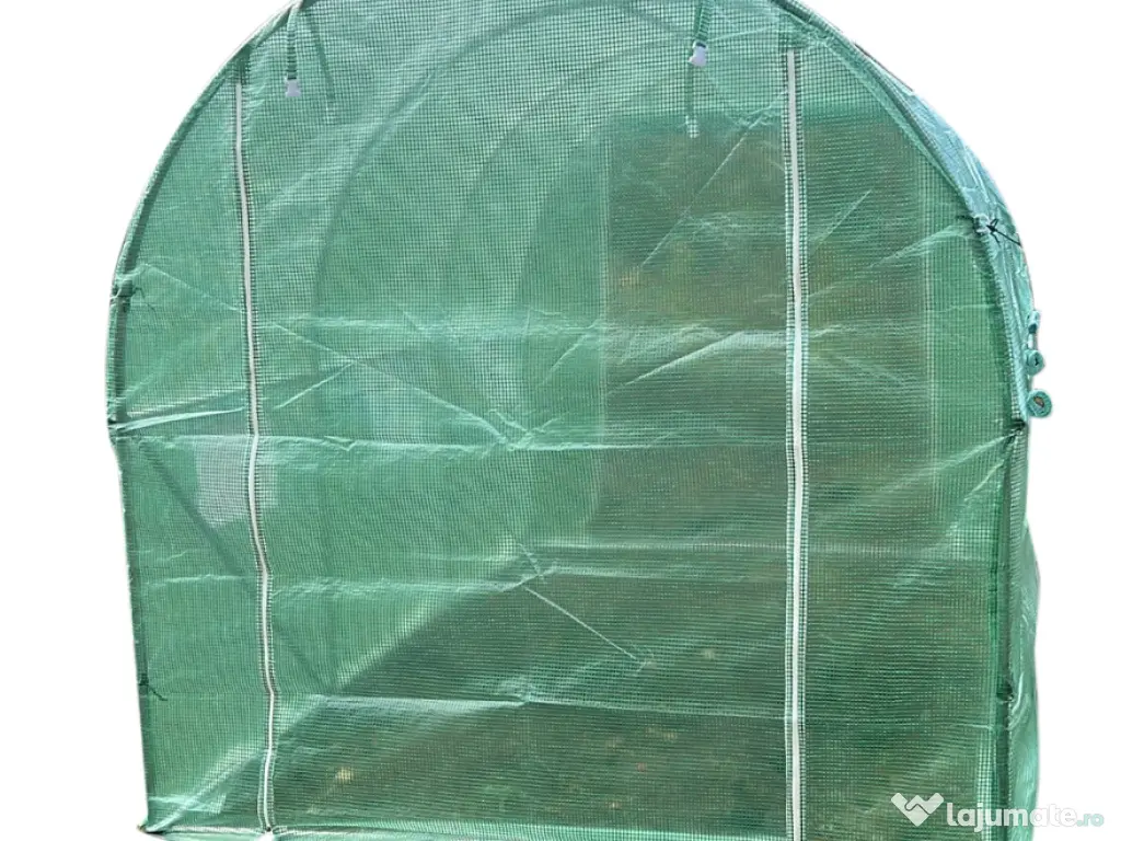 Sera Solar Gradina Tunel Cadru Otel Folie Polietilena Flori Legume Plante 3x2x2m 
