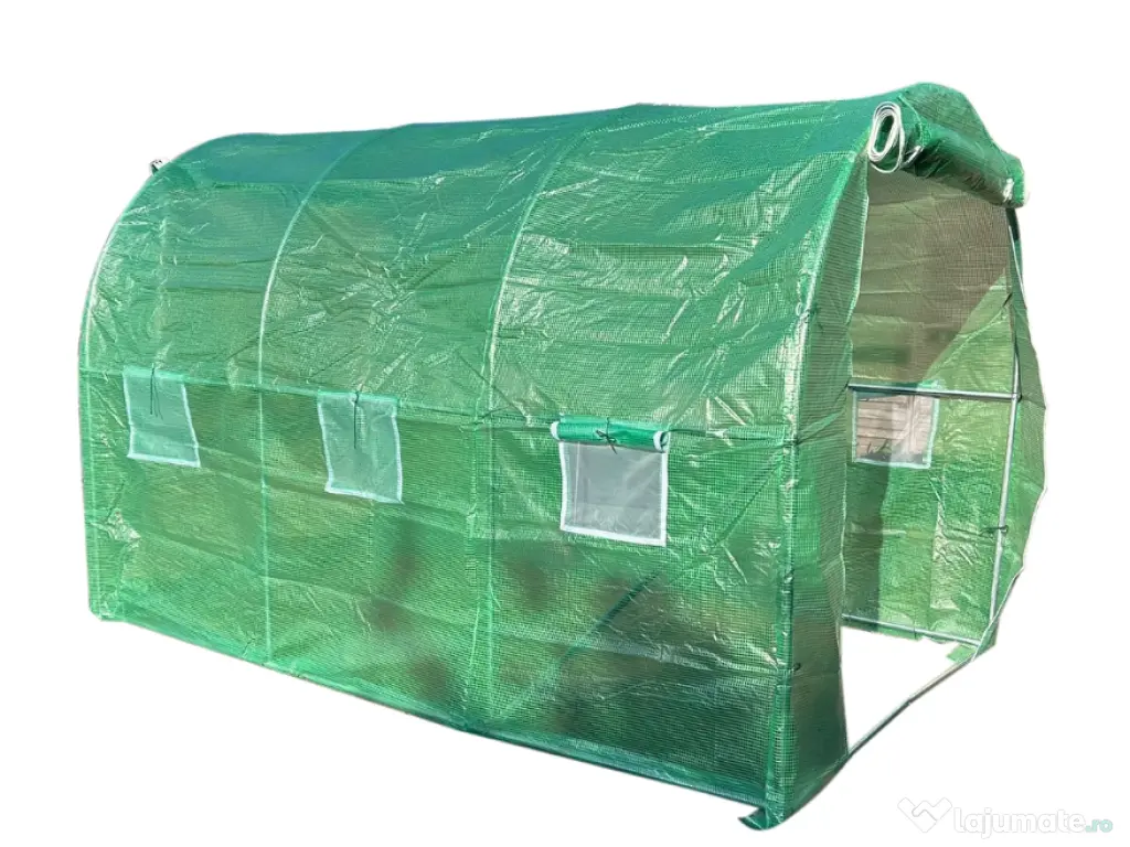 Sera Solar Gradina Tunel Cadru Otel Folie Polietilena Flori Legume Plante 3x2x2m 