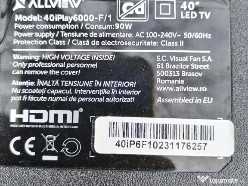 Dezmembrez tv Allview 40 iPlay 6000F/1 