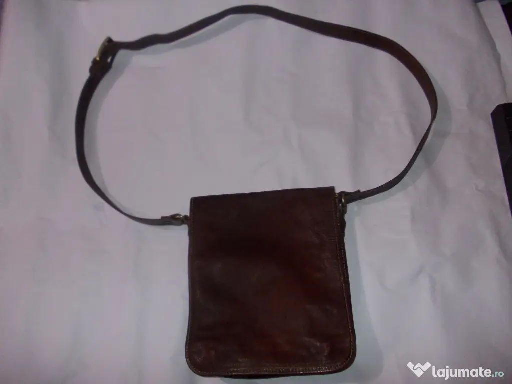 Borseta barbat piele naturala bivol vaca vita geanta medie 29cm Italy,Poze reale 