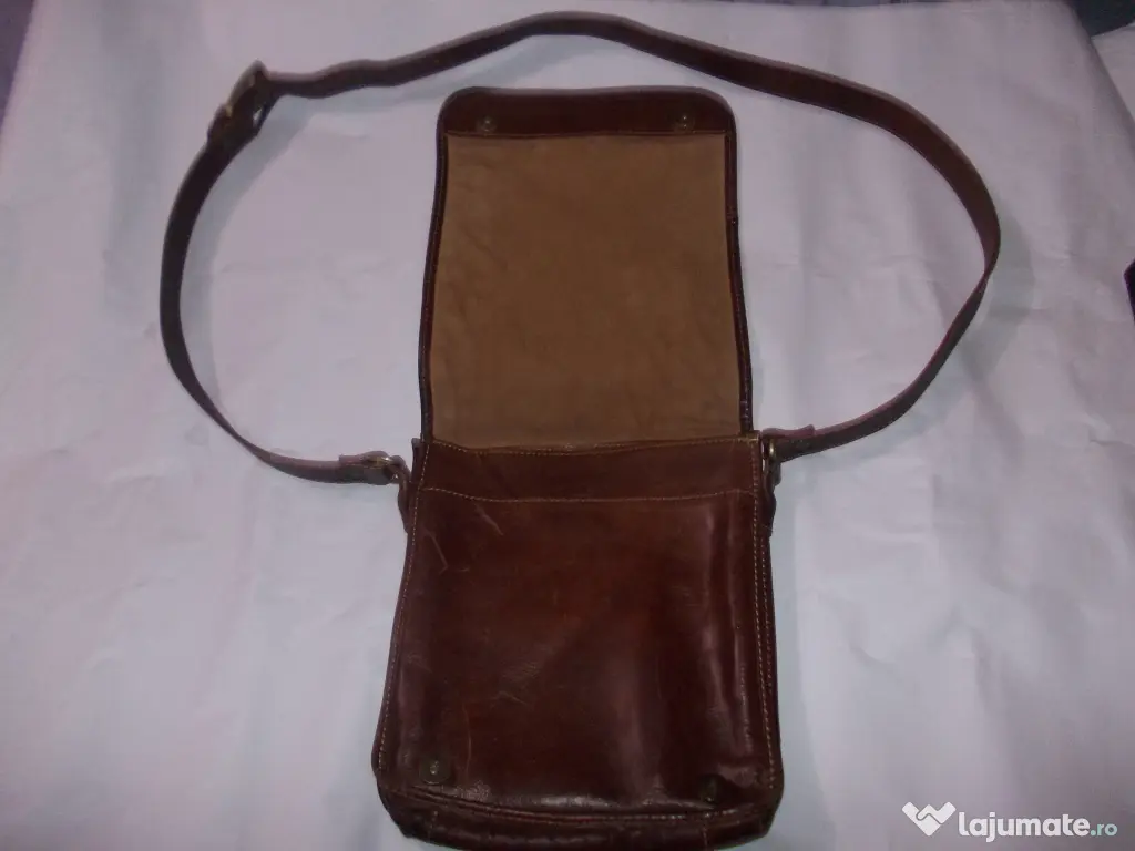 Borseta barbat piele naturala bivol vaca vita geanta medie 29cm Italy,Poze reale 