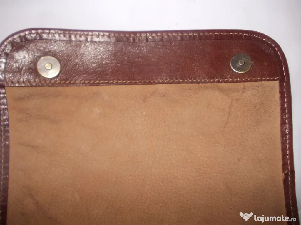 Borseta barbat piele naturala bivol vaca vita geanta medie 29cm Italy,Poze reale 