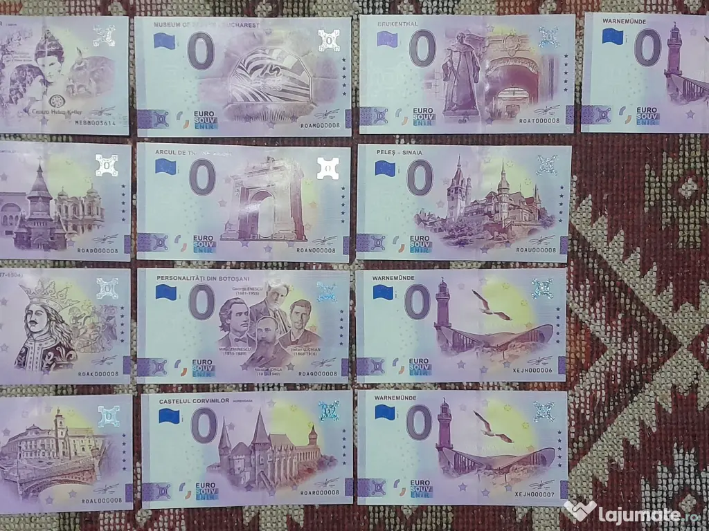 Vanzare colectionabile e u r o souvenir (una si doua cifre, Braille) RO complet 