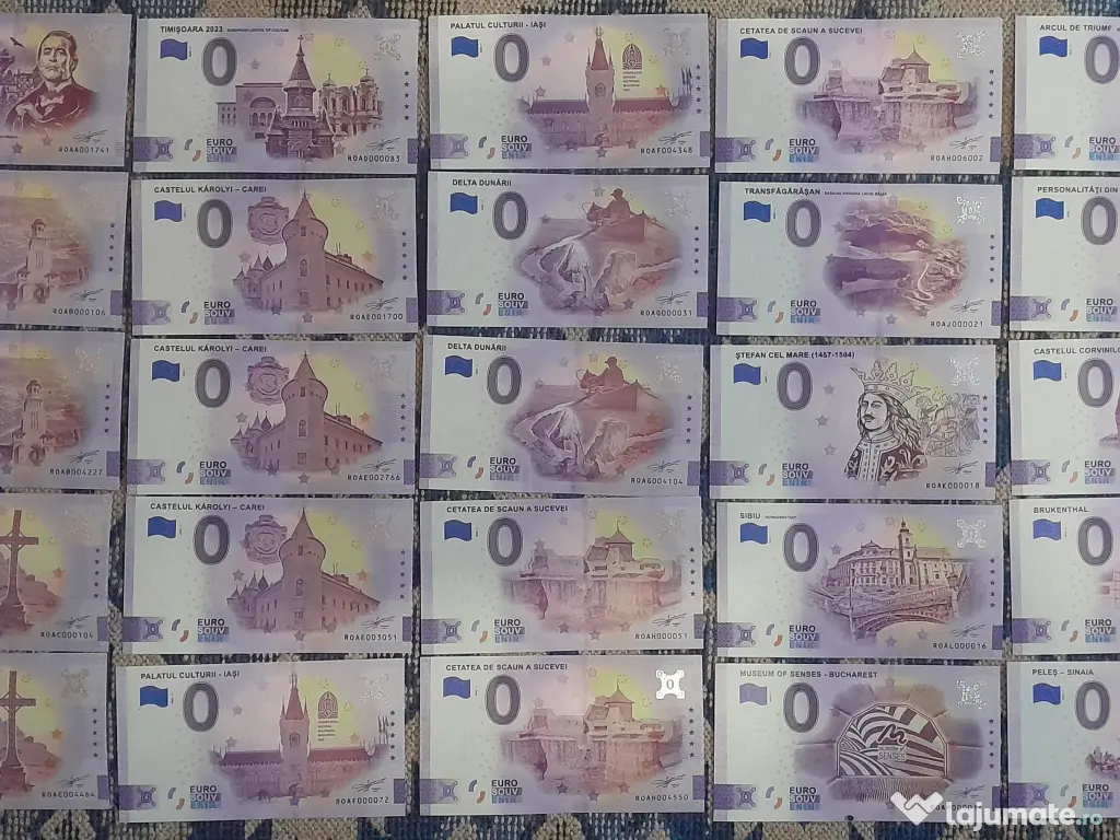 Vanzare colectionabile e u r o souvenir (una si doua cifre, Braille) RO complet 