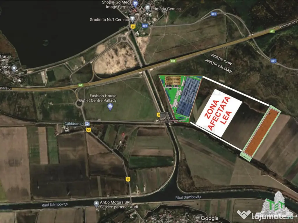 Teren intravilan 50000 mp, Cernica autostrada Bucuresti-Cons 