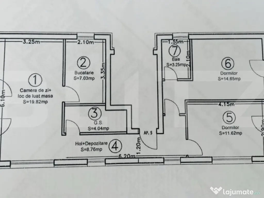 Apartament 3 camere, 70 mp, 2 bai, bloc nou, Borhanci 