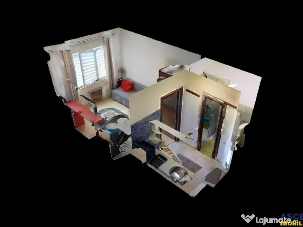 3D! Garsoniera cu baie si bucatarie, mobilata, loc parcare, 