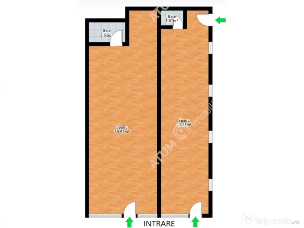 Spatiu comercial de 120 mp cu deschidere stradala 