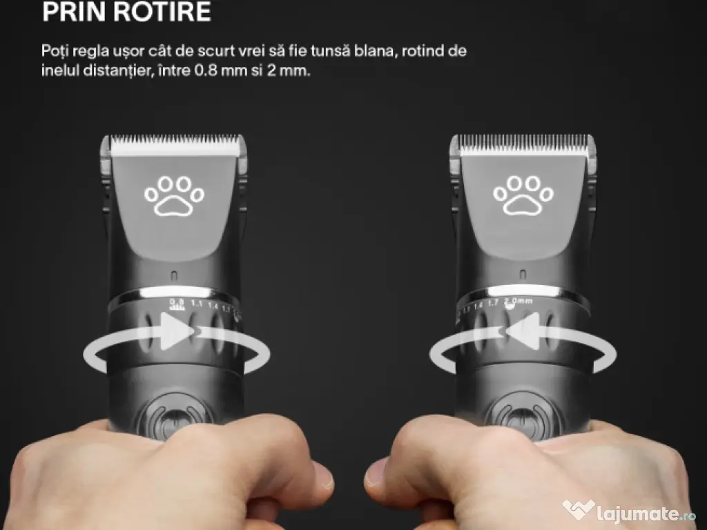 Masina Aparat Tuns Profesionala LED Lama Ceramica Acumulator Caini Pisici 