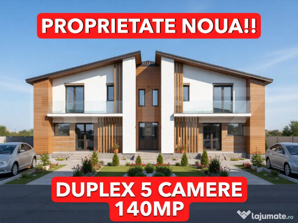 Duplex 4 camere 140 mp utili, 250 mp teren, Moșnița Nouă 