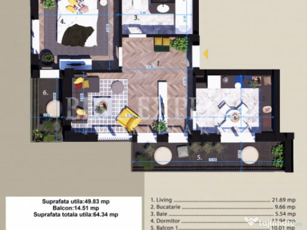 2 Camere Zona Linistita -acces rapid STB-5 Min 