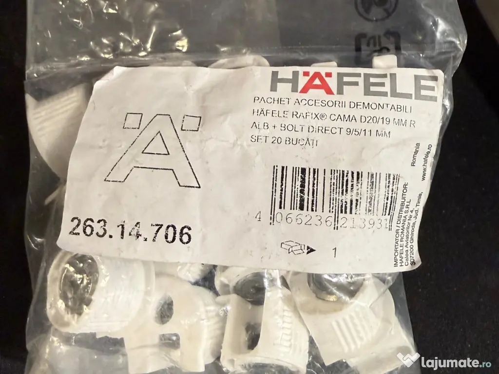 Demontabil Rafix hafele alb 20mm 