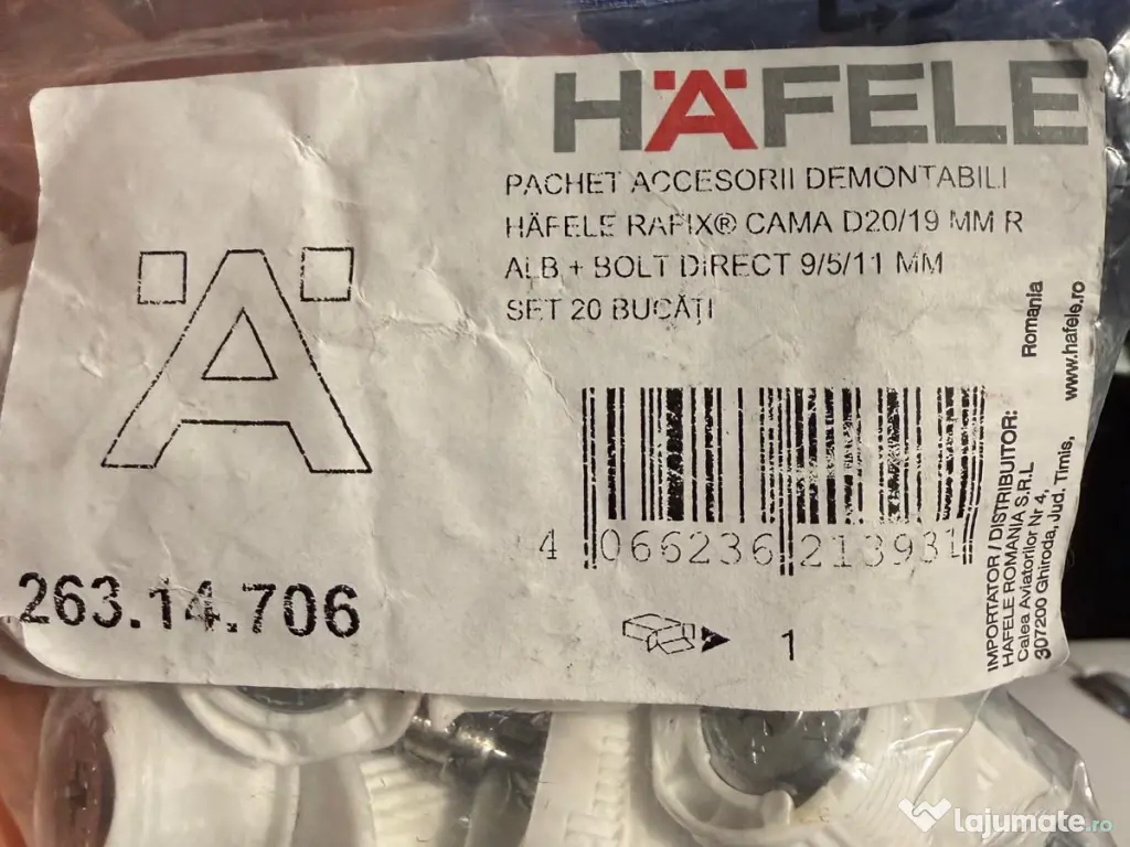 Demontabil Rafix hafele alb 20mm 