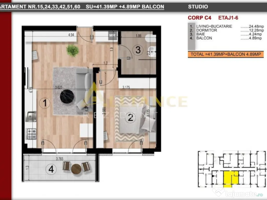 Apartament cu 2 camere | Studio | 46 mp - Metrou Berceni 