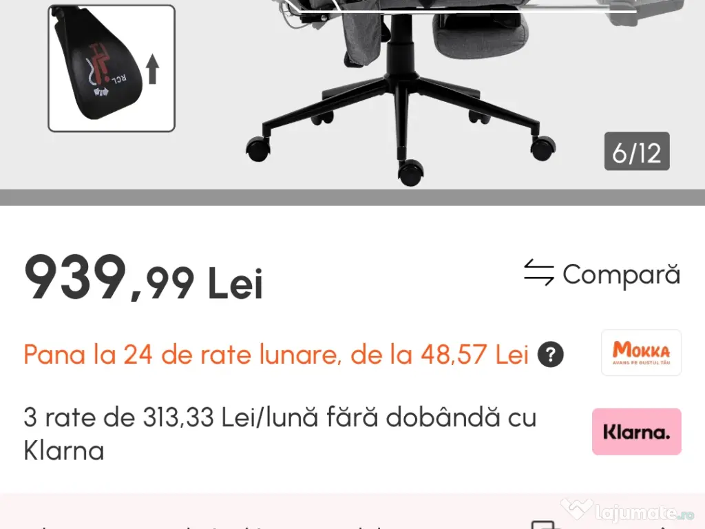 Scaun de birou cu functie de masaj si incalzire 