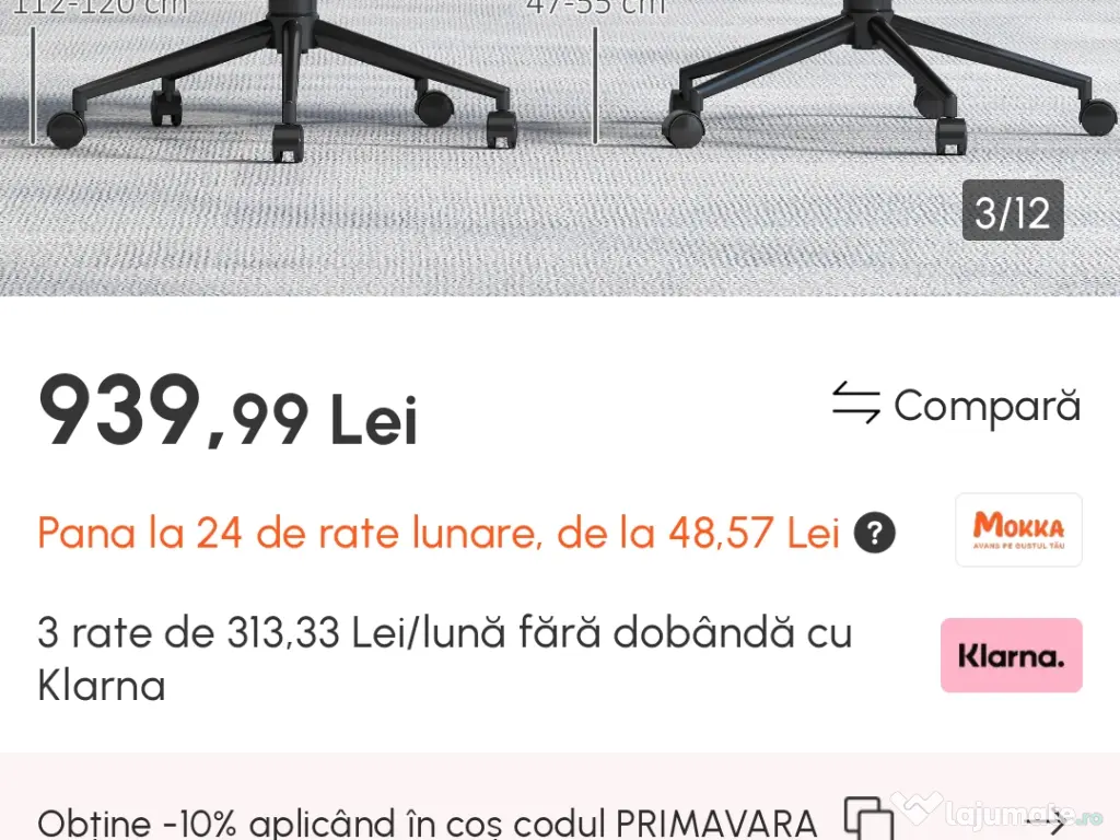 Scaun de birou cu functie de masaj si incalzire 