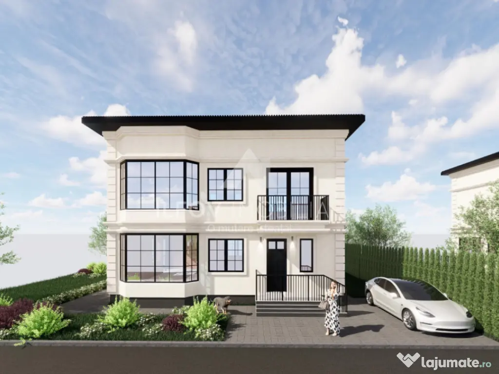 Vilă superbă P+1 Tunari 171mp, 4 camere, curte proprie, 46 