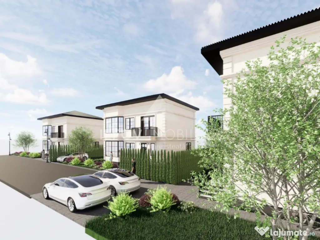 Vilă superbă P+1 Tunari 171mp, 4 camere, curte proprie, 46 