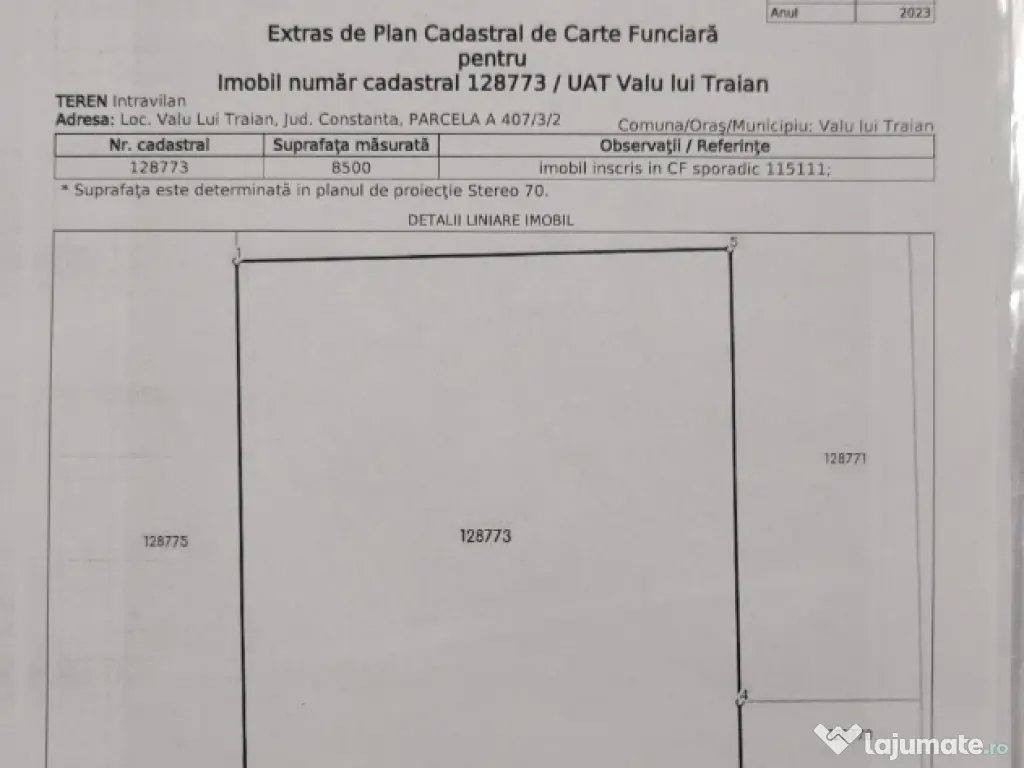 8500mp intravilan arabil Valul Traian,Str. București, 86 m deschidere