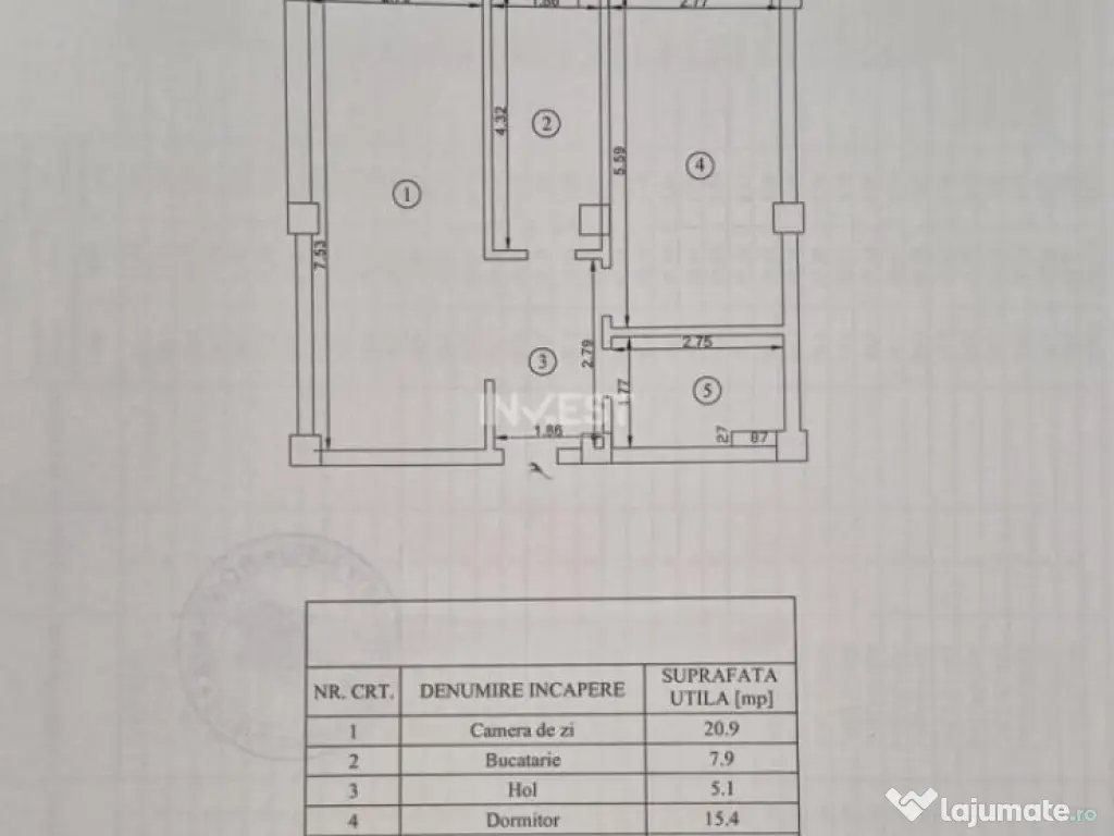 2 Camere Decomandat 59mp mobilat Popas Pacurari, Iasi