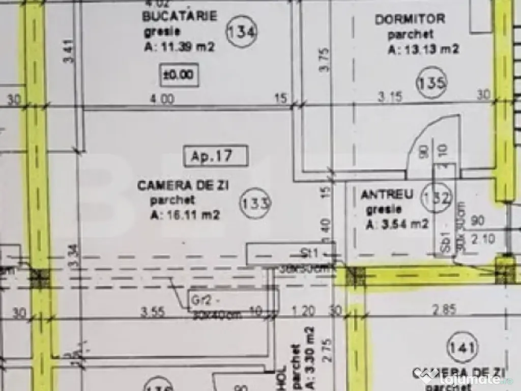 Apartament 3 camere, 64mp, balcon, parcare, zona Teilor