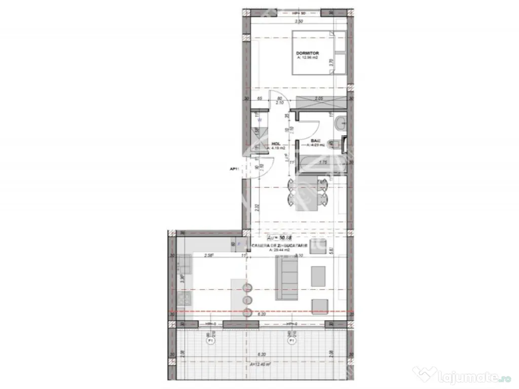 Apartament cu 2 camere la alb loc privat de parcare in Turni 