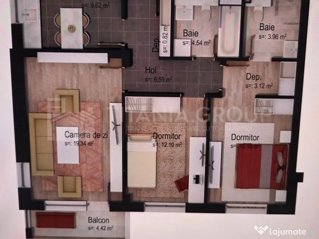 Apartament 3 camere decomandat Casa Nobel, vedere panoram... 