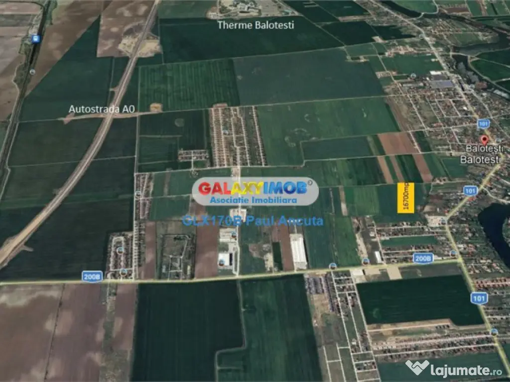 Teren Balotesti 16700 mp intravilan str Lunii apropiere util 