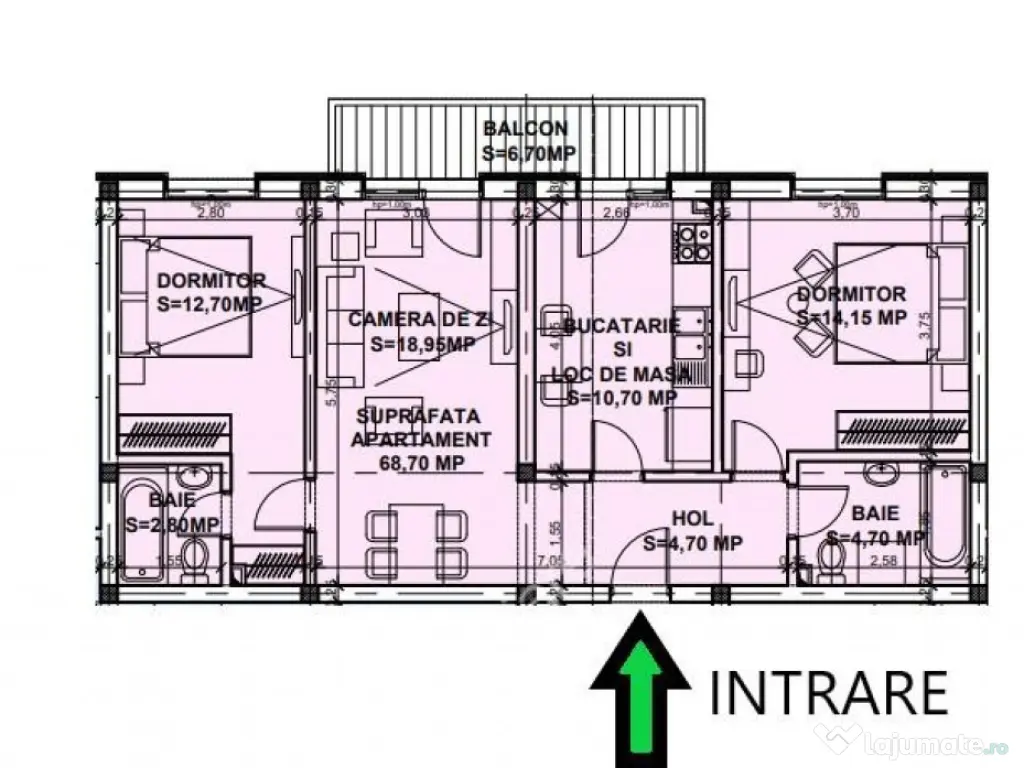 Apartament nou 3 camere 2 bai balcon parcare zona Dna Stanca