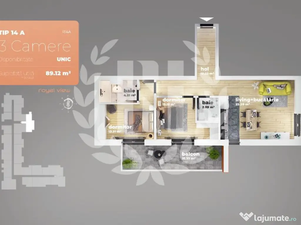 Apartament 3 camere Piata Sudului 89.12 mp utili 