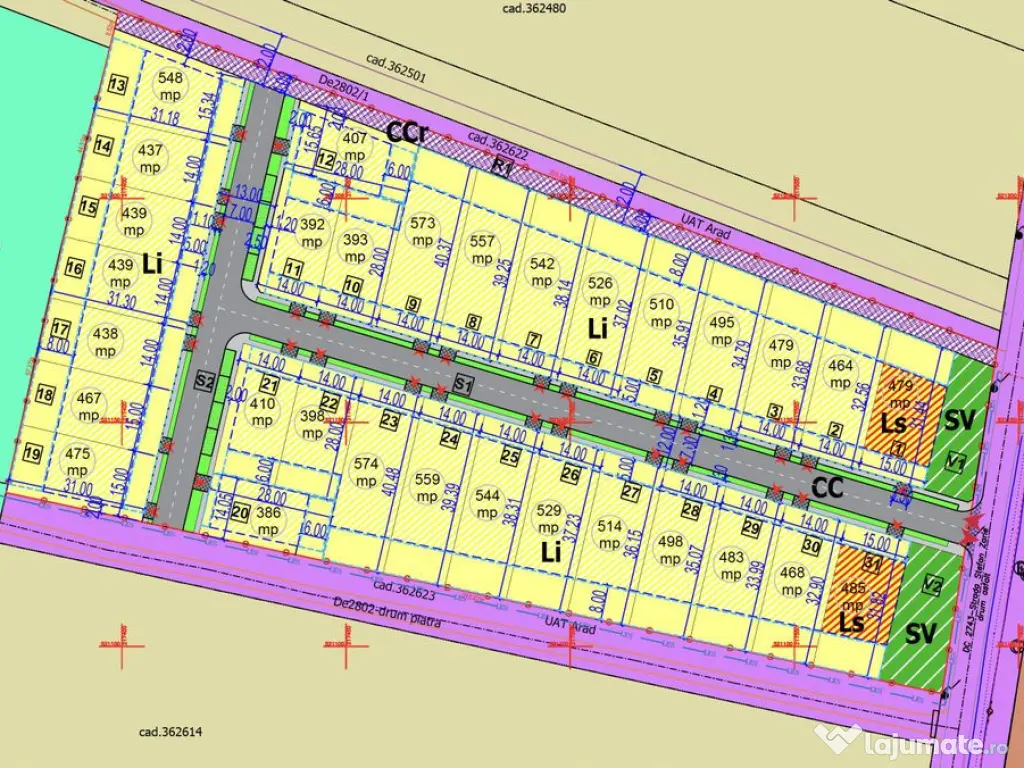 Teren de case în Sânnicolau Mic la 25 eur/mp 