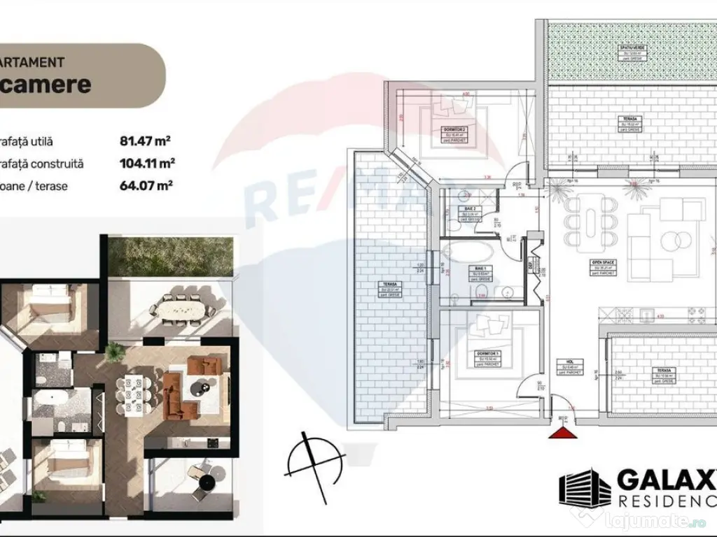 COMISION 0| DE VÂNZARE| 3 CAMERE| TRACTORUL| BLOC NOU|GA... 