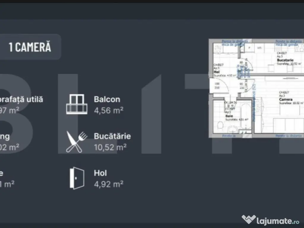 Apartament 1 camera, decomandat, 42mp, zona Tatarasi 