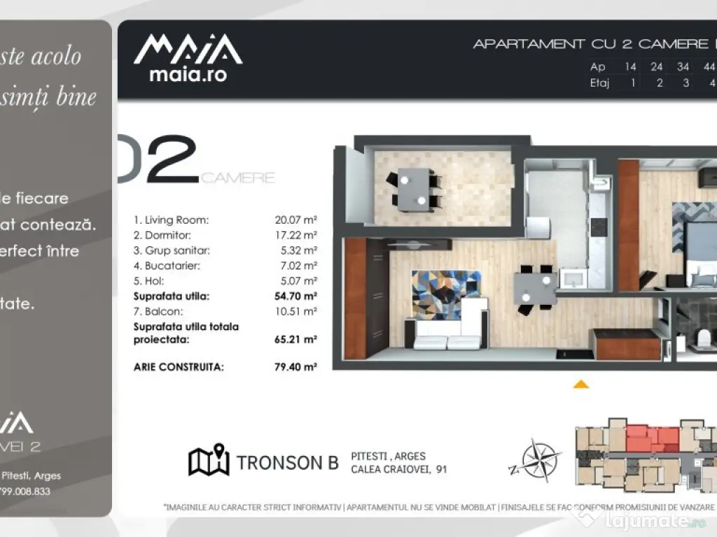 2 Camere Finisaje Premium | Pitesti Calea Craiovei | Constru