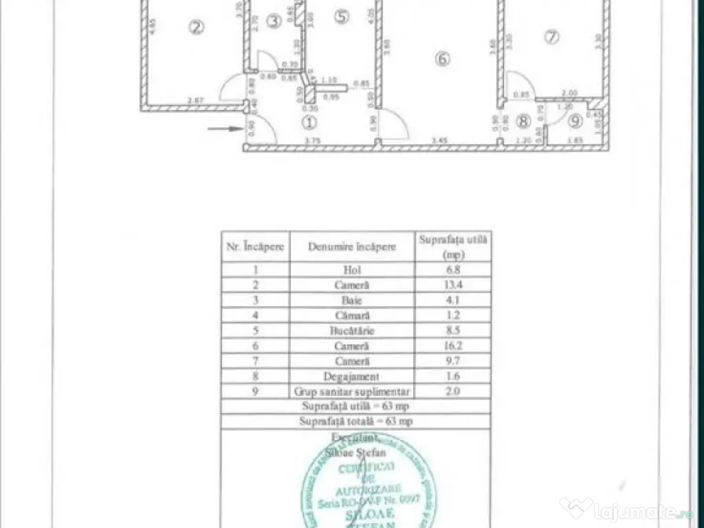 Apartament 3 camere, 2 bai Centrul Civic 