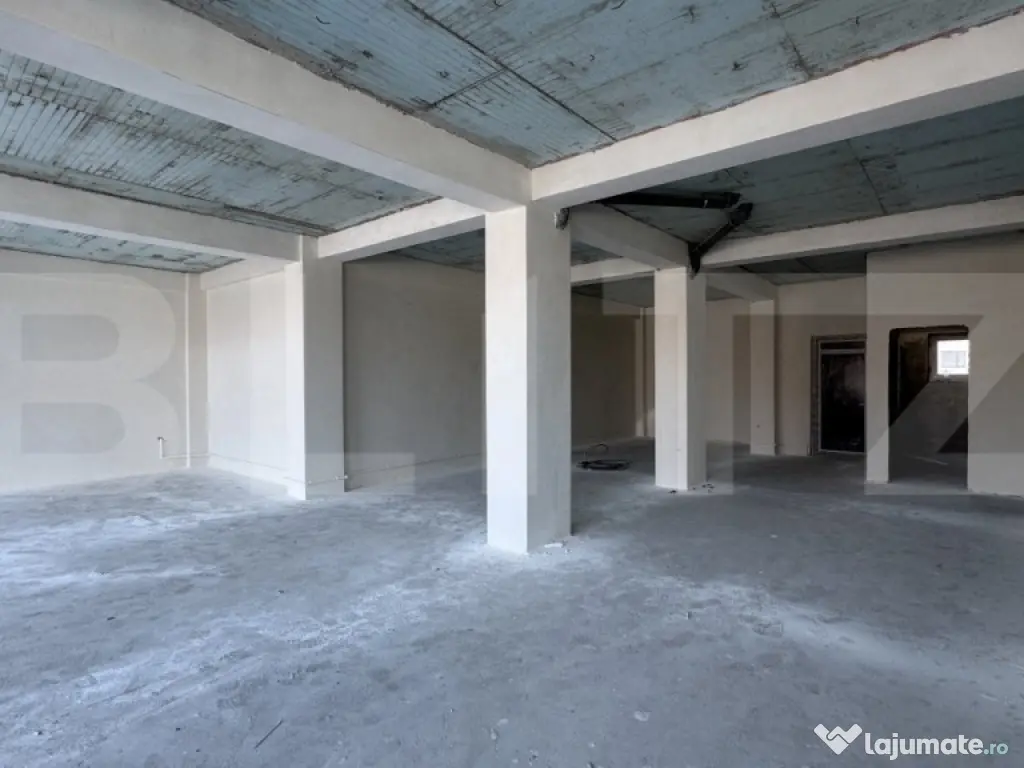 Spațiu comercial parter bloc nou, 109 mp open space, vitrin 