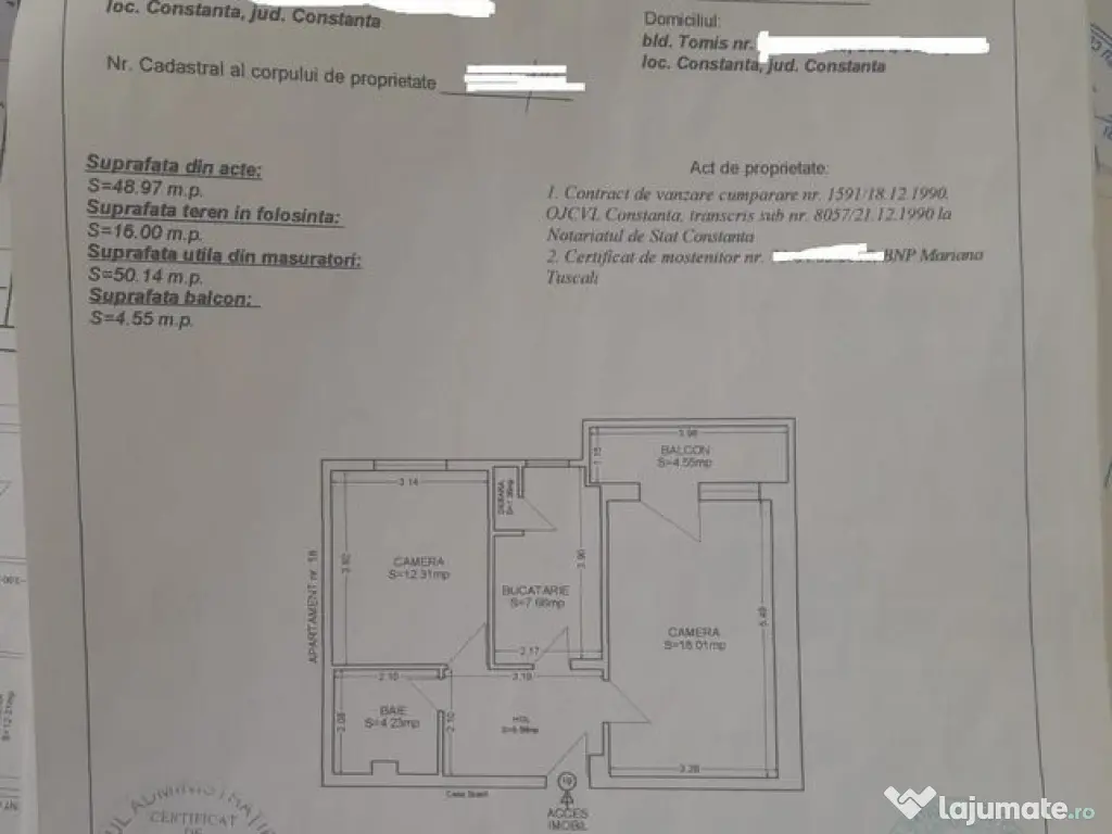 Tomis victoria-apartament 2 camere decomandat